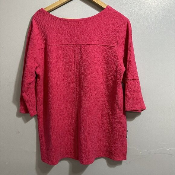 SOFT SURROUNDINGS Pink Shirt Button Side Detail Spring Summer Sz L - Picture 5 of 9